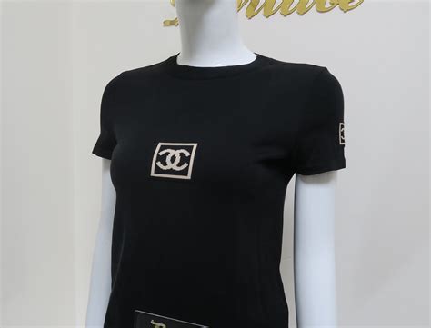 chanel knit short tee with cc clasp|chanel tops for sale.